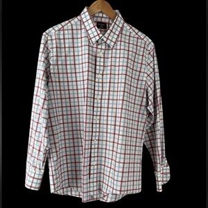 UNTUCKit Red and Blue Plaid Men's Shirt, L.